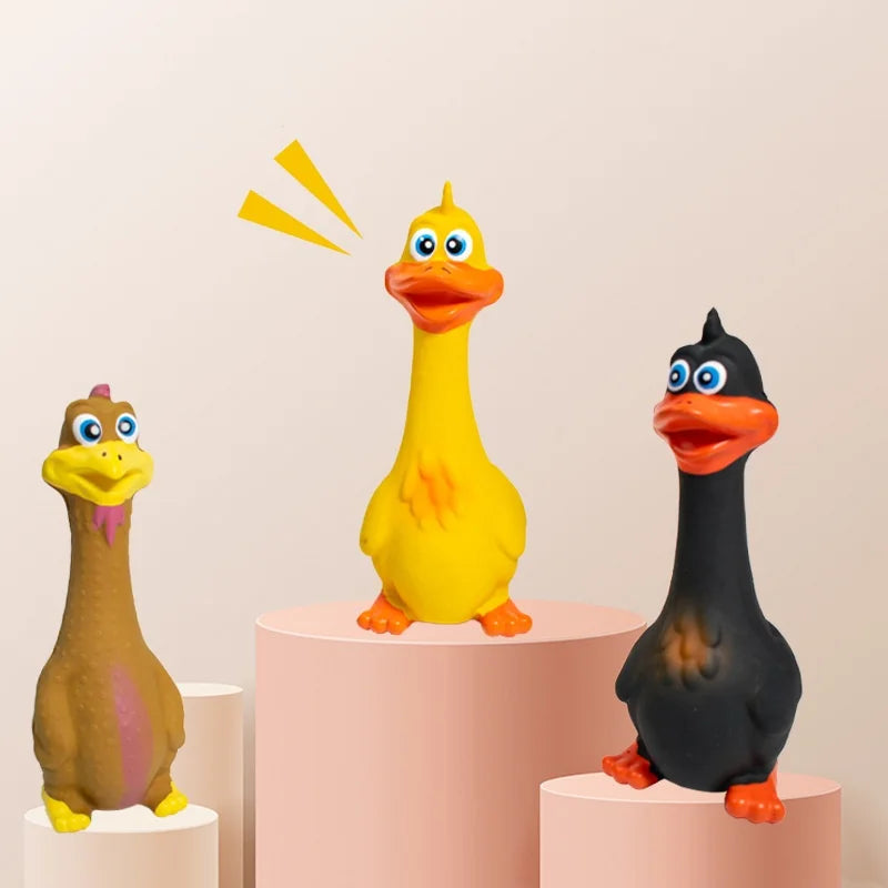 US LOCAL STOCK Hiphoppet New Latex Interactive Dog Chew Toys Cute Duck Shape Squeaky Pet Dog Interactive Boredom Buster Toys