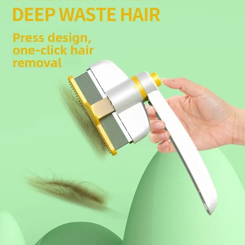 360° Rotating Pet Comb with Long & Short Stainless Steel Teeth ABS Material for Dealing with Dog Hair Shedding & Tangles