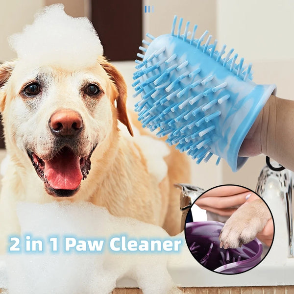 FCJ 2 in 1 Portable Pet Dog Paw Cleaner Cup Soft Dog Foot Washing Brush for Grooming