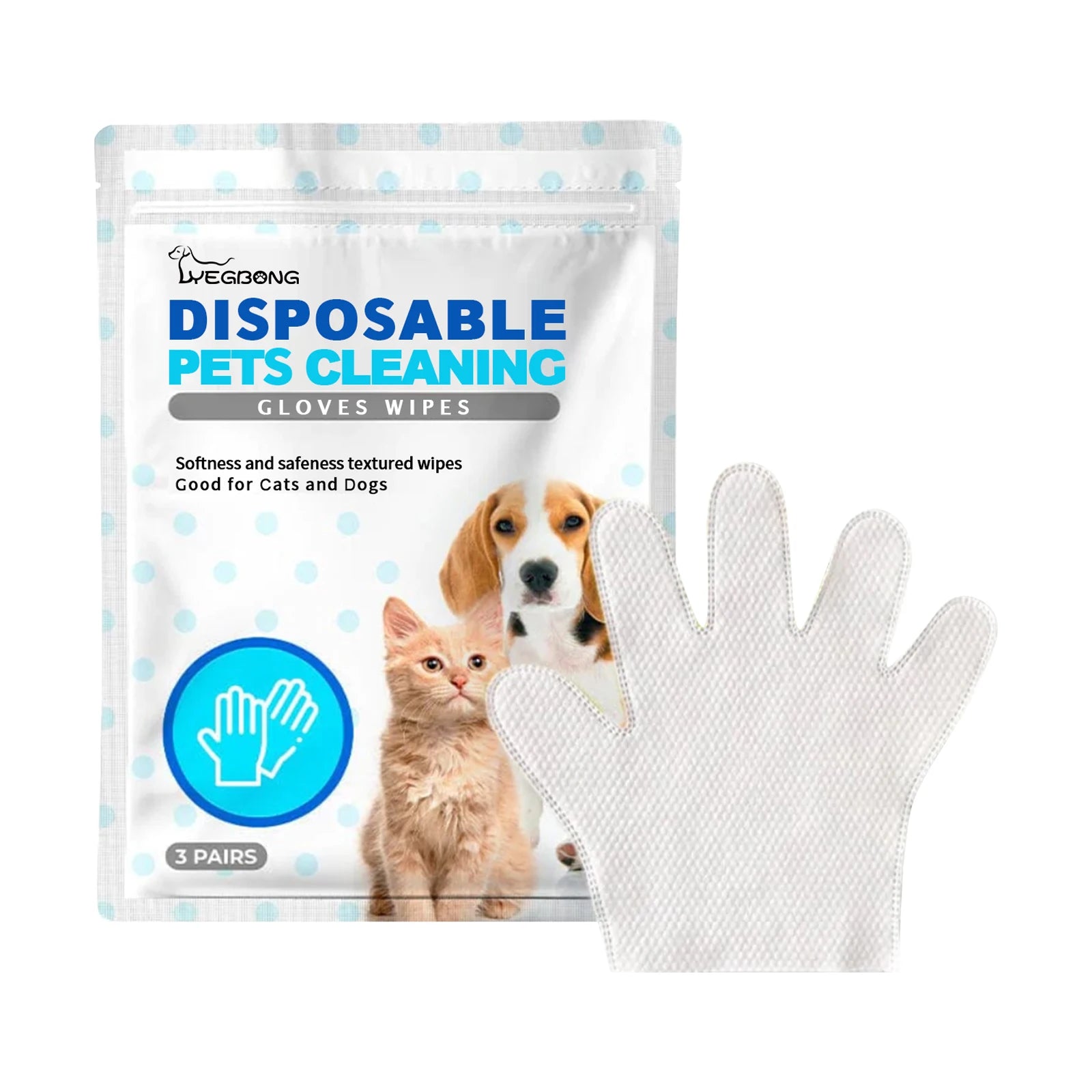 Yegbong Free Wash Deodorization Pet Cleaning Glove Wipes for Eye and Ear Canal Cleaning Essential Pet Grooming Product