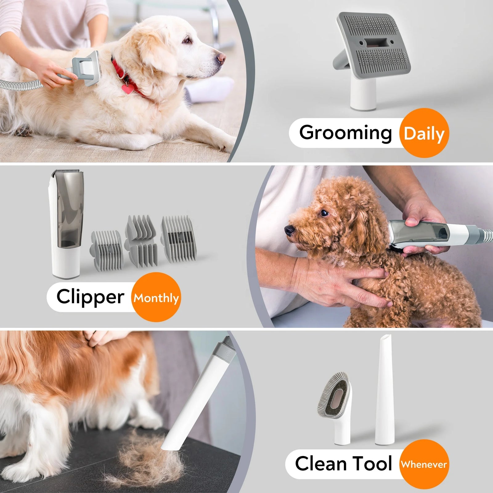 Customizable Set Vacuum Hair Removal Clippers Pet Grooming Tools Including Dog Cat Cleaner Pet Grooming Vacuum Kits