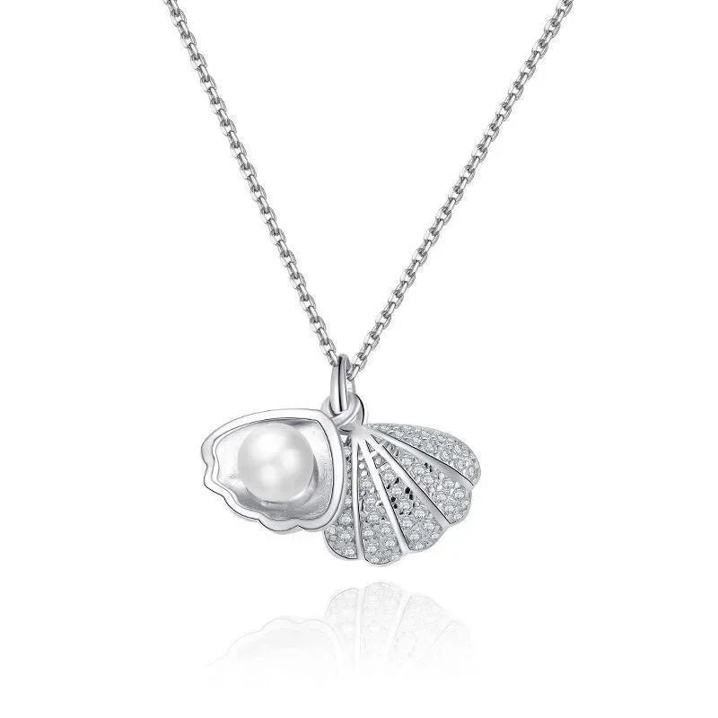 Fashionable and Luxurious Peach Heart Pearl Oyster Necklace, Personalized and Versatile Stainless Steel Clavicle Chain