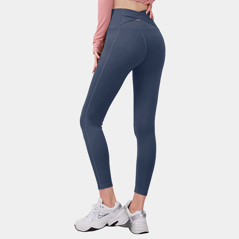 Yoga Pants For Women Elastic High Waist Cross Back Seamless Leggings Hip Lift Gym Tight Sportswear Fitness Sports Leggings