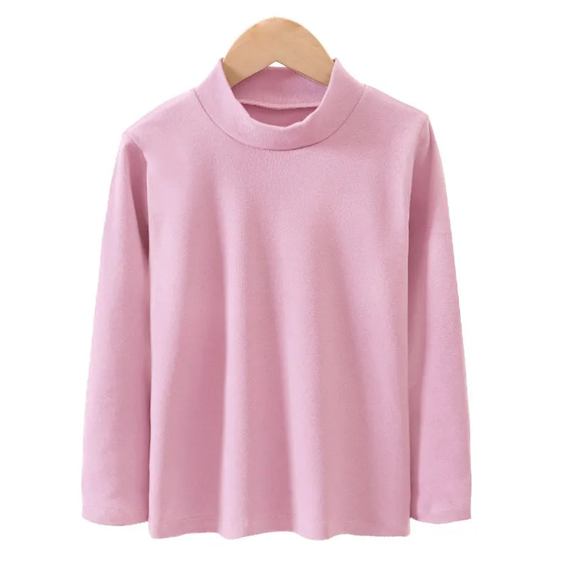 Children's Clothing Boys Girls Winter Thermal T-shirts Turtleneck Solid Long Sleeve Soft Warm Fleece Bottoming Shirts Kids Tops