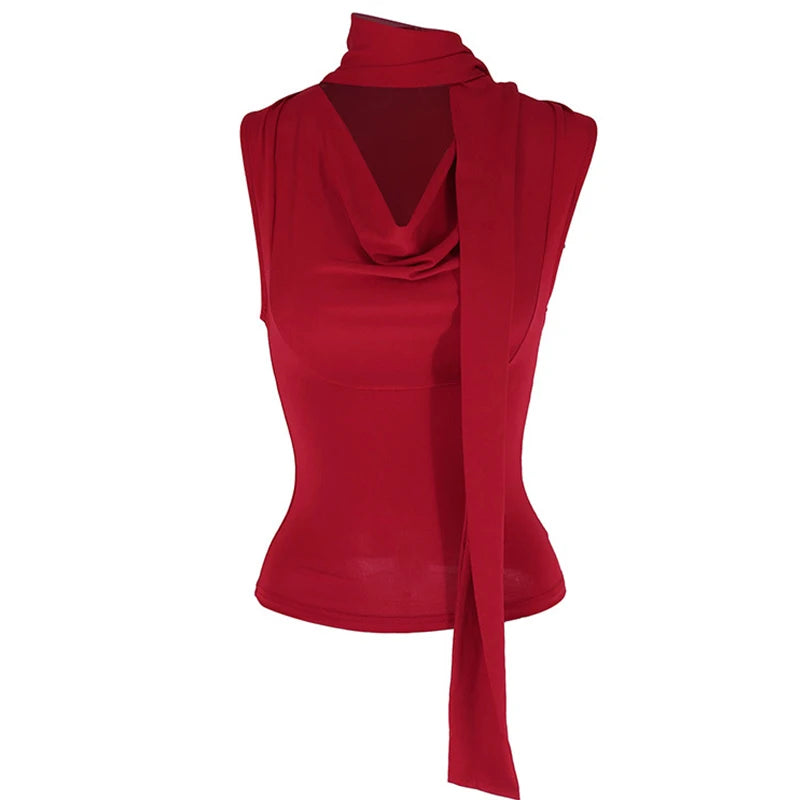 Solid Tank Summer New Women Sexy Sleeveless V-Neck Lady Top Fashion Bandage Streetwear Casual Slim Tank Elegant Knitted Clothing