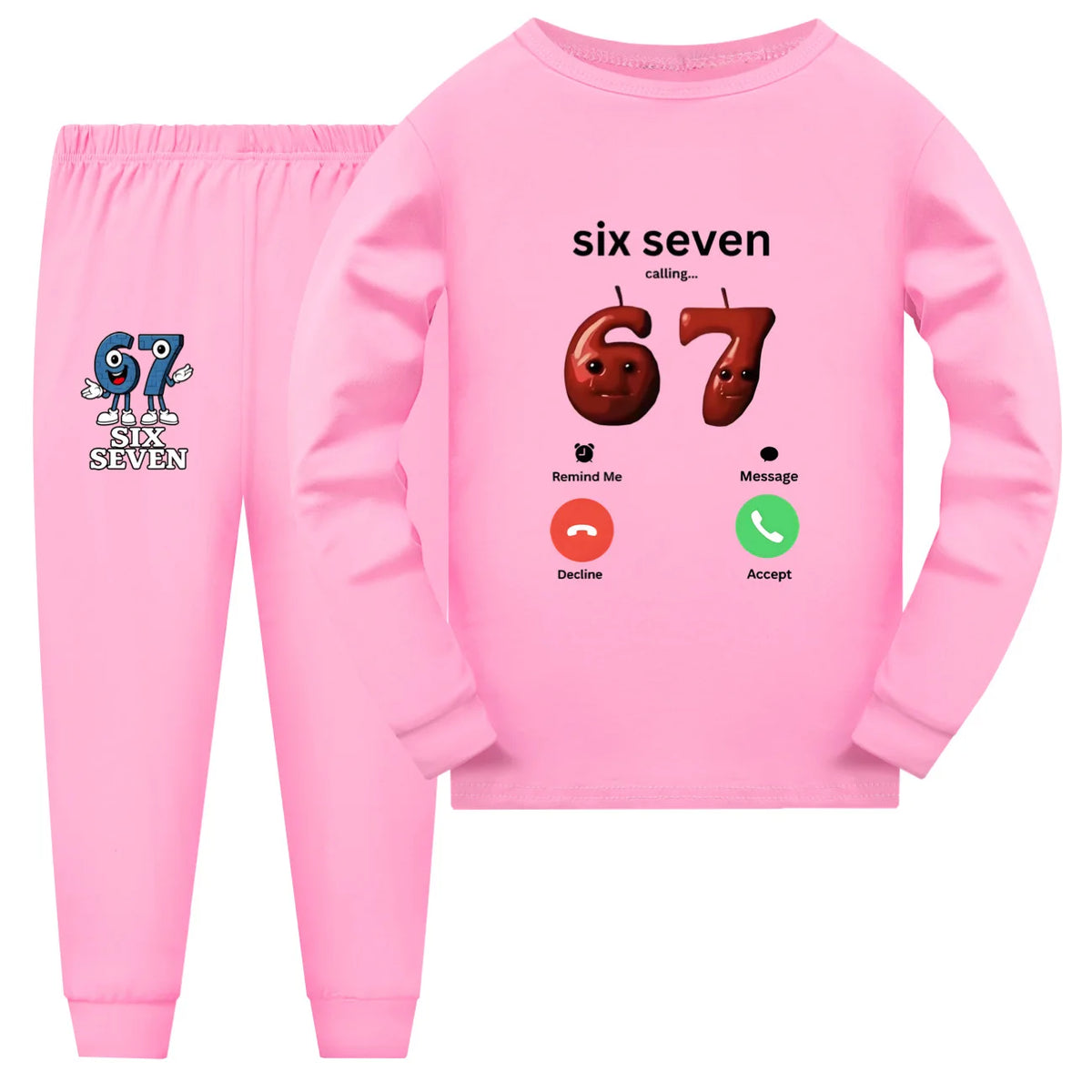 New Game Steal A Brainrot Pyjama Kids Long Sleeve Pajamas Girls No. 67 Six Seven Tshirt Pants 2pcs Sets Boys Sleepwear