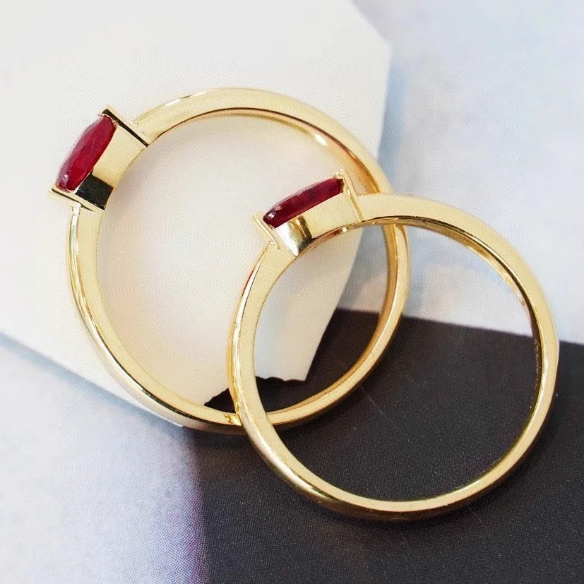 Refined S925 Sterling Silver Gold-plated ruby red zircon Ring For Women Casualfashion Design Luxury easiest