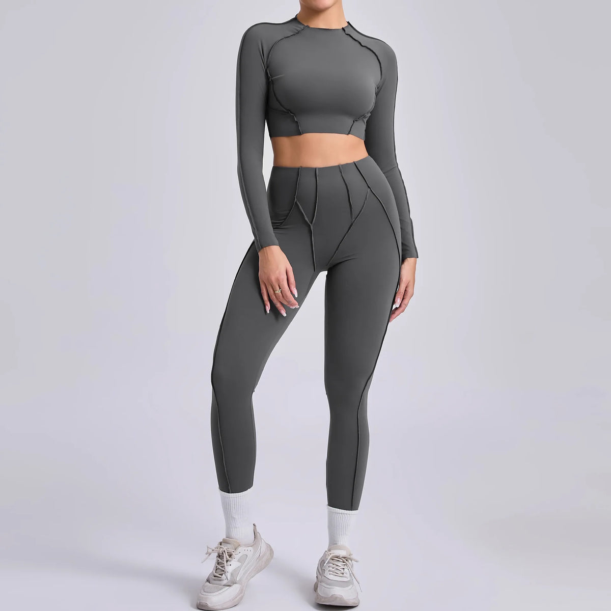Yoga Set 2 Pieces Workout Tracksuits Gym Clothes Sportswear Yoga Suits For Women Fitness Set Sports Long Sleeved Gym Leggings