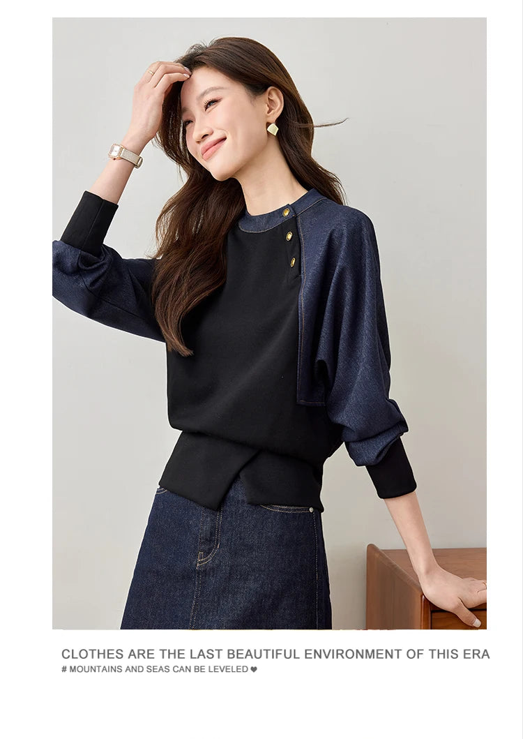 women sweatshirts spring new denim tops