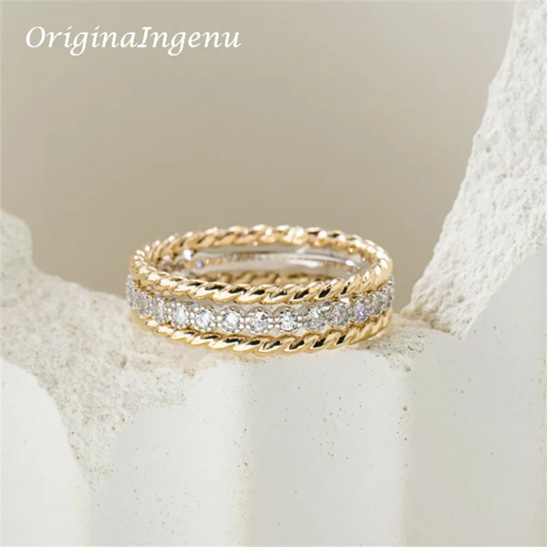 Set of 3 Gold Filled Stacking Ring Handmade Zircon Tarnish Resistant Jewelry Dainty Jewelry Boho Minimalism Ring for Women