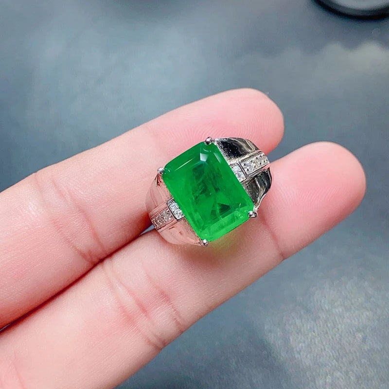 natural  emerald ring new 925 Sterling Silver Gemstone precious gemstone precious gift
