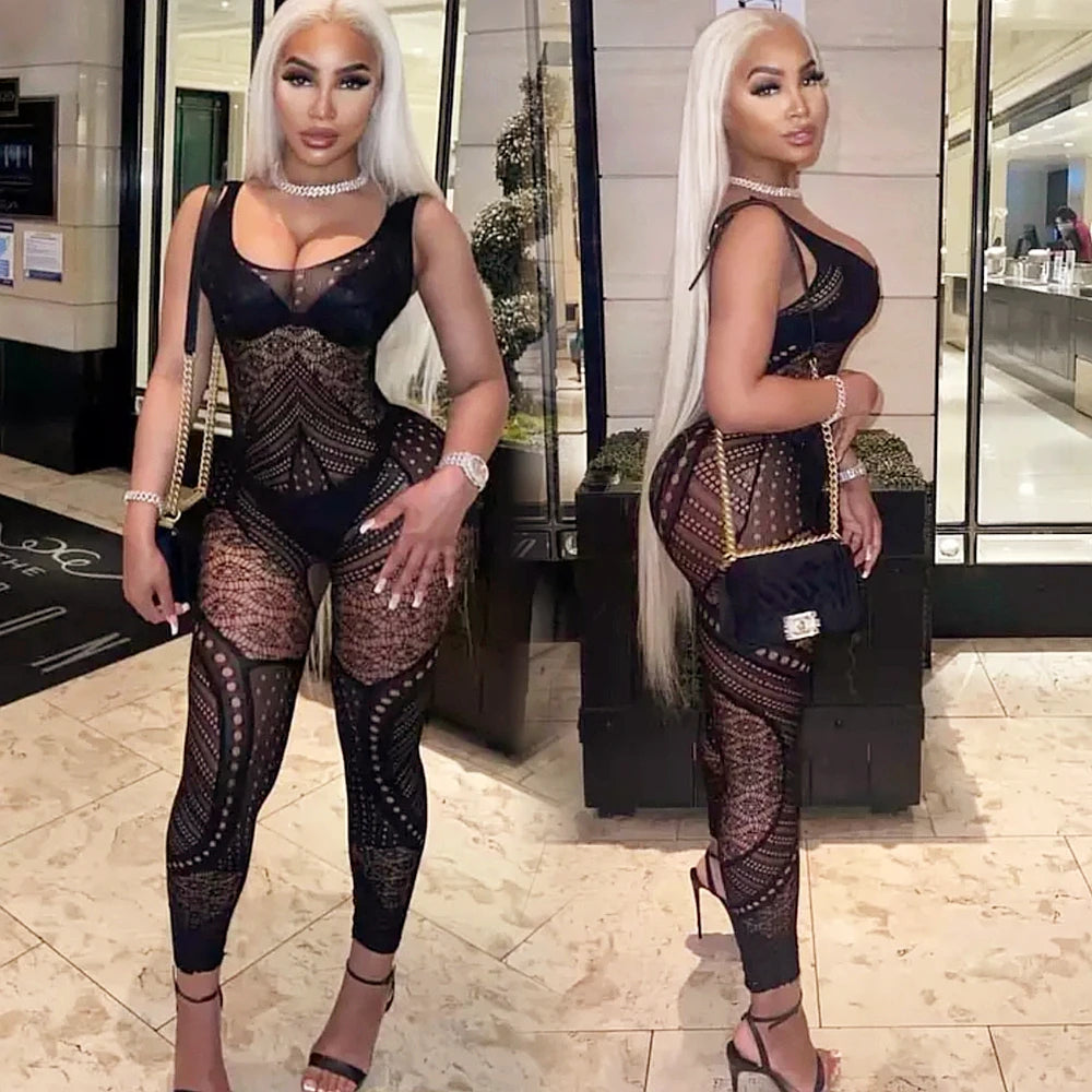 Women Lingeries Leopard Vintage Fashion Lace Up Suits Black Sexy Slim Bodysuits Jumpsuit Streetwear Long Sleeve Backless Bodycon