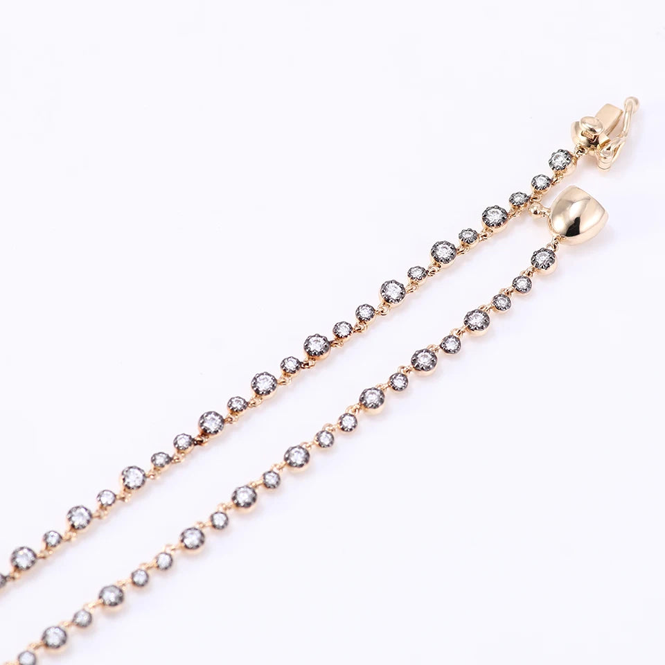 Provence 10K 14K Solid gold DEF Color Round Cut Lab diamond Necklace for women Neo-gothic beaded chain Necklace Custom Jewelry