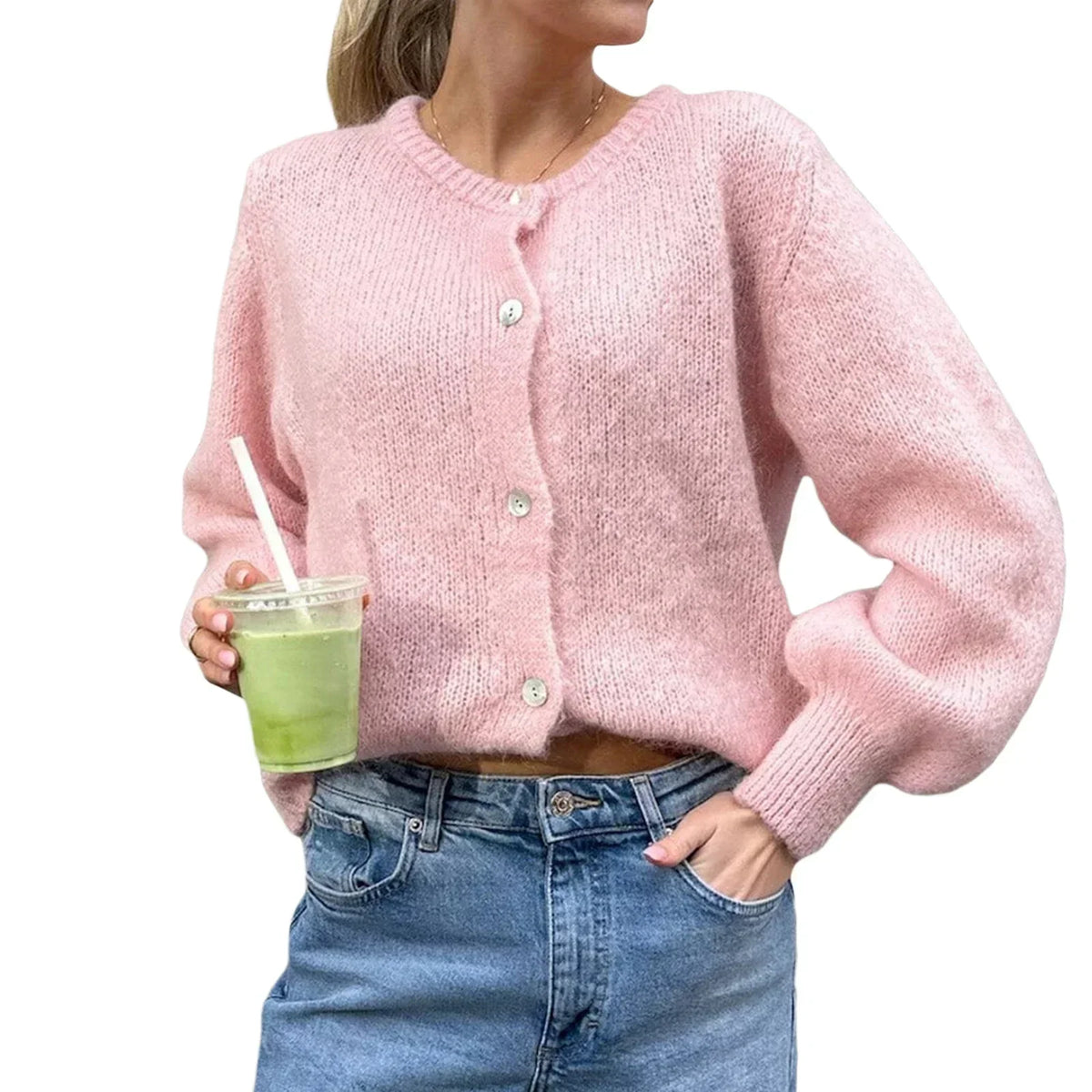 Women Solid Knitted Single Breasted Cardigan O-neck Long Sleeve Loose Soft Sweater 2024 Autumn Lady Knitwear ﻿