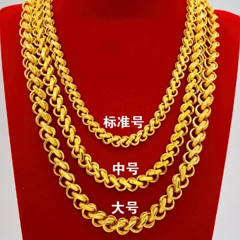 Fashionable 9999 24K Real Gold Necklaces in Gold Shop: Men's and Women's, Trendy Rich Gold Boss Chains
