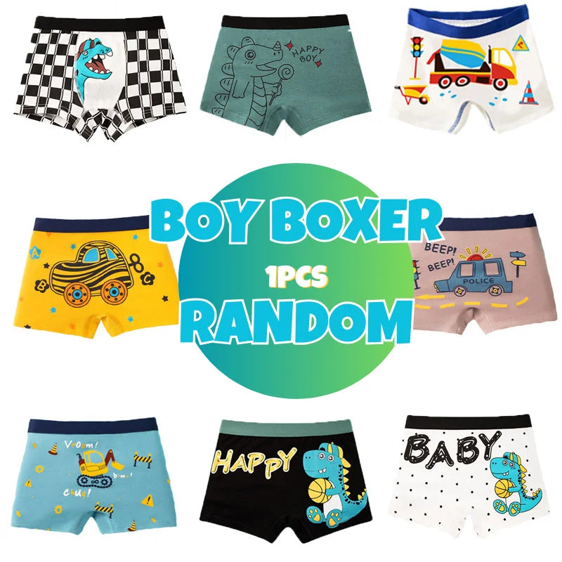 Multipack Dinosaur Pattern Athflow Style Boys Boxer Briefs Cotton Kids Boxers Breathable Children Underwear For 3-12 Years Old