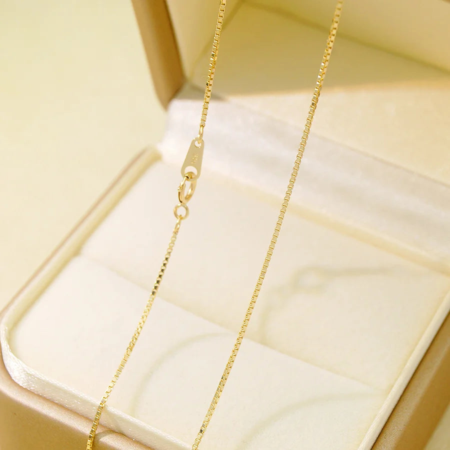 14k Gold Box Chain Simple Minimalist Thin Necklace Simple Yet Luxury High-end Feel Collar Chain for Woman Banquets Jewelry Gifts