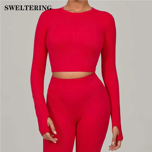 Yoga Shirts Women Fitness Long Sleeves Crop Top Push Up Shirts Women Yoga Sports Gym Clothes Running Quick-drying Workout Tops