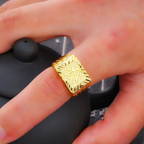 Real 18K Gold Ring for Men Anillos Mujer Rock Gemstone Genuine 18 K Gold Jewelry  Anillos De Hiphop Origin Rings Box Bizuteria