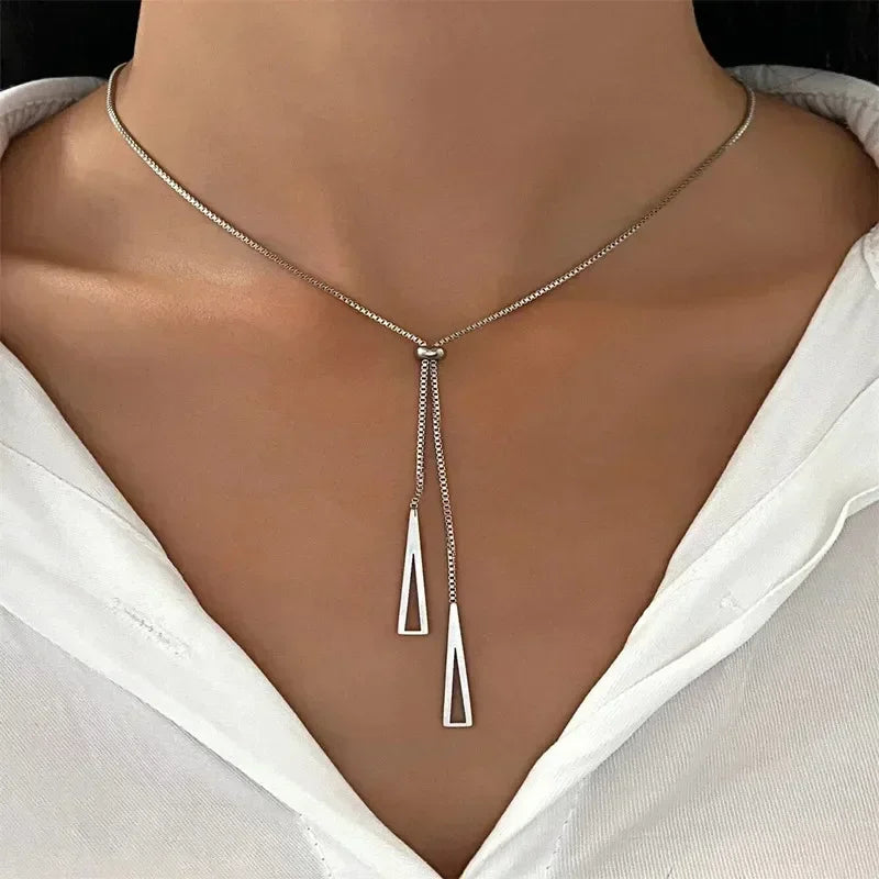 New Fashion Simple Silver Color Love Heart Pendant Necklace Charm Chain Collares Necklace for Women Party Jewelry Daily Wear