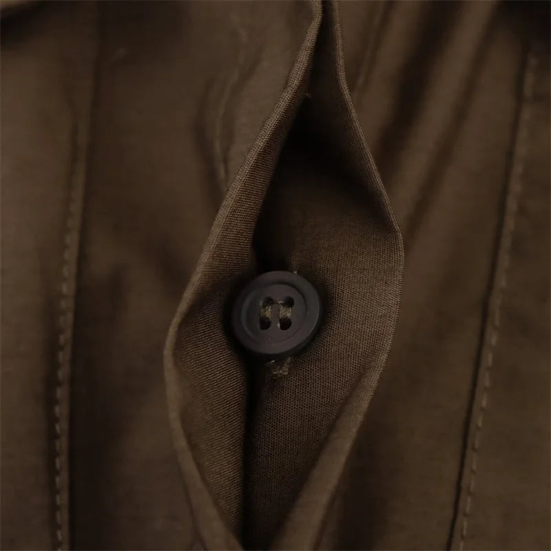 Women's Dress Fall 2025 New Solid Color Long Sleeve Shirt Style A-Pendulum Dress Belt Decoration Casual Fashion Personality