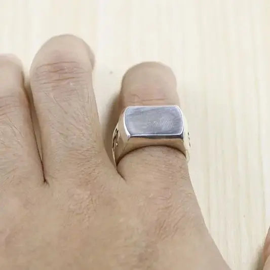 S925 sterling silver ring, hip-hop rock smooth and domineering accessories, domineering personality, retro temperament  Wide