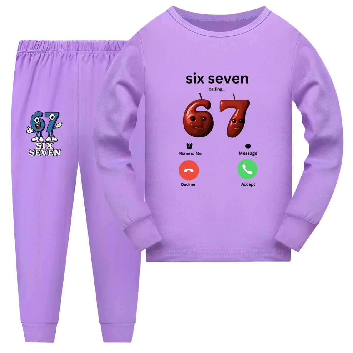 New Game Steal A Brainrot Pyjama Kids Long Sleeve Pajamas Girls No. 67 Six Seven Tshirt Pants 2pcs Sets Boys Sleepwear