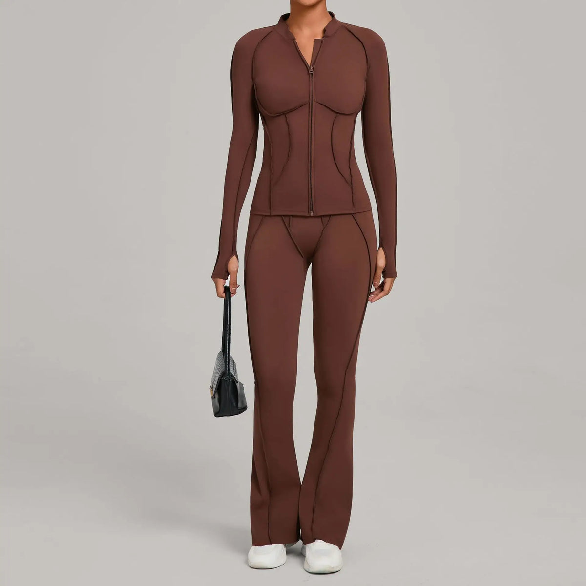 New Gym Yoga Outfit for Women Zipper Long Sleeve Fitness Suit Daily Casual Running Fitness Sportswear Two-Piece Sets Coat+Pants