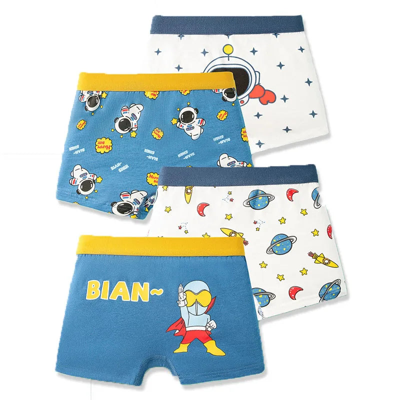 Multipack Dinosaur Pattern Athflow Style Boys Boxer Briefs Cotton Kids Boxers Breathable Children Underwear For 3-12 Years Old