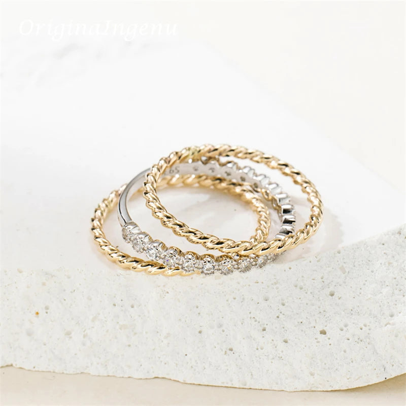 Set of 3 Gold Filled Stacking Ring Handmade Zircon Tarnish Resistant Jewelry Dainty Jewelry Boho Minimalism Ring for Women