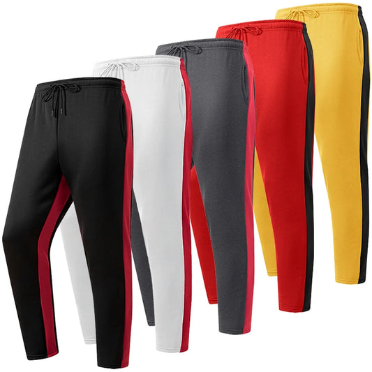 Mens Athletic Workout Running Jogging Sweatpants Fall Winter Warm Cozy Joggers Pants Colorblock Patchwork Trousers Activewear