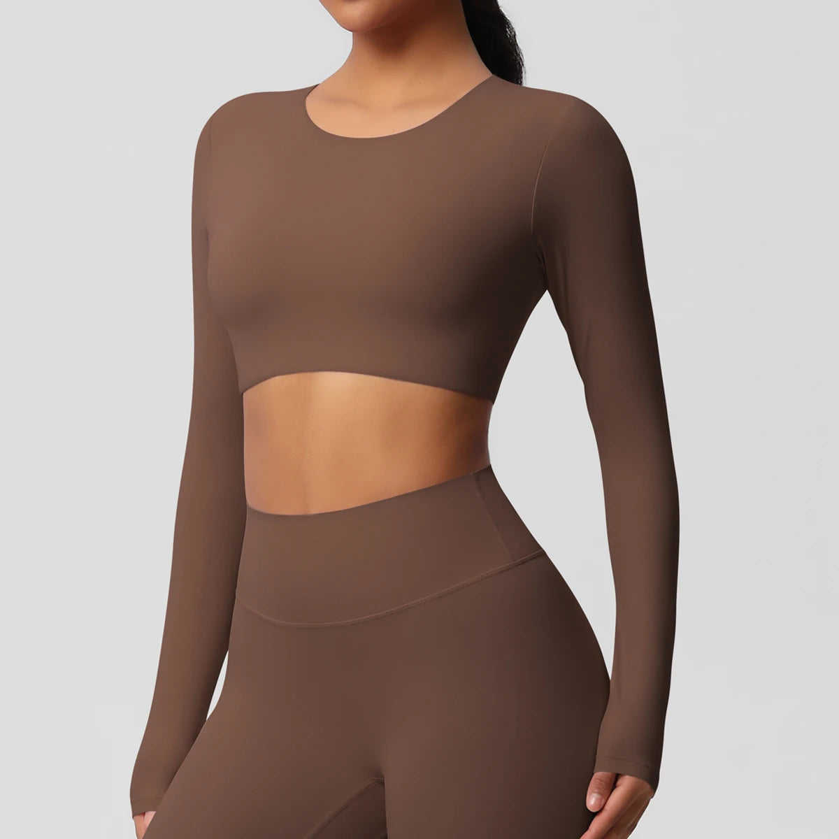 Yoga Shirts For Women Long Sleeve With Padded Fitness Running Gym Clothes Workout Dry Fit Breathable High Elastic Sports Top