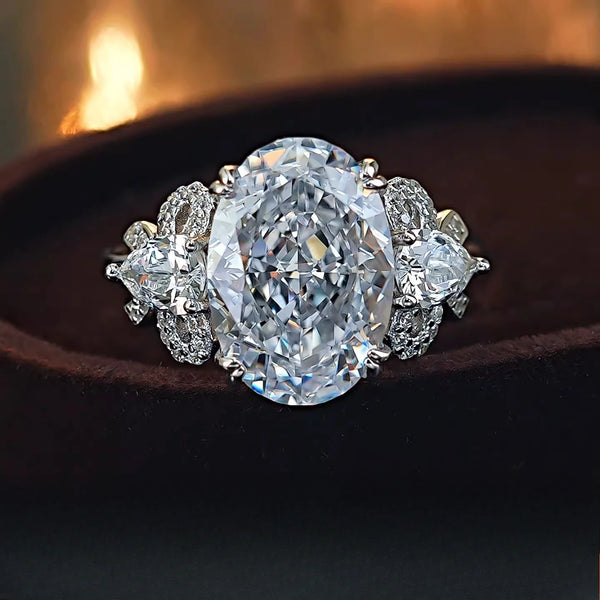 S925 silver ring with luxurious temperament, 9 * 13 zircon inlaid with crushed ice cutting, versatile women's jewelry