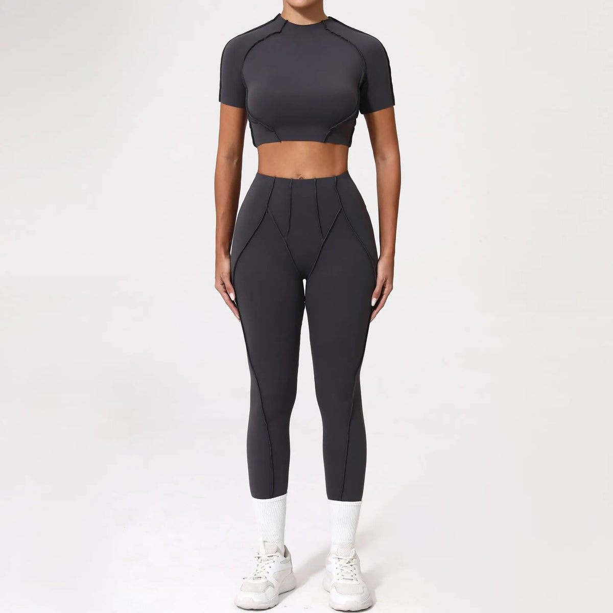 Seamless Yoga Sets Sports Fitness Hip-lifting High Waist Pleated Pants Long-sleeved Suits Workout Gym Leggings Sets for Women