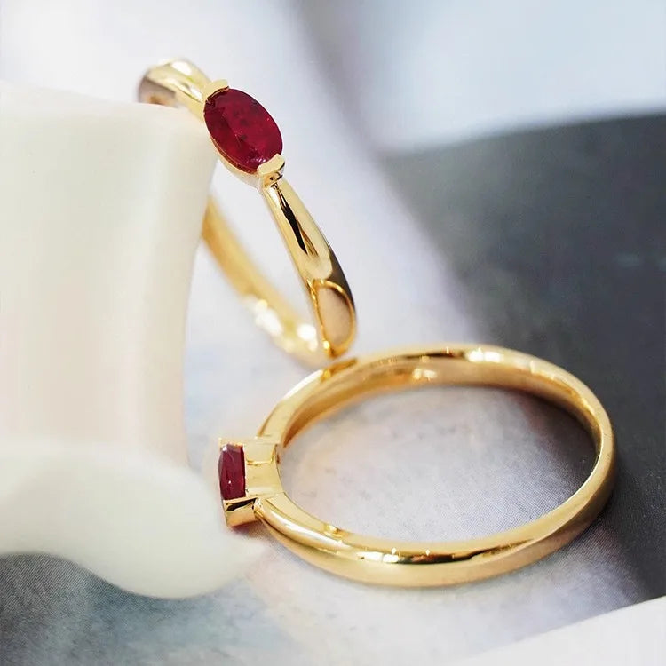 Refined S925 Sterling Silver Gold-plated ruby red zircon Ring For Women Casualfashion Design Luxury easiest