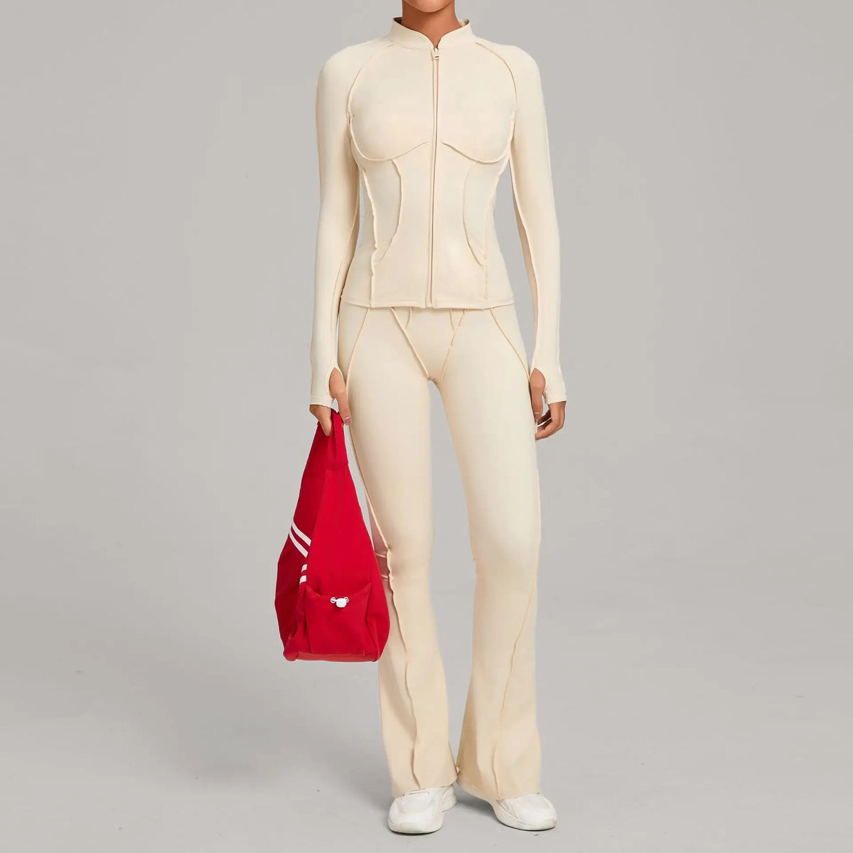 New Gym Yoga Outfit for Women Zipper Long Sleeve Fitness Suit Daily Casual Running Fitness Sportswear Two-Piece Sets Coat+Pants