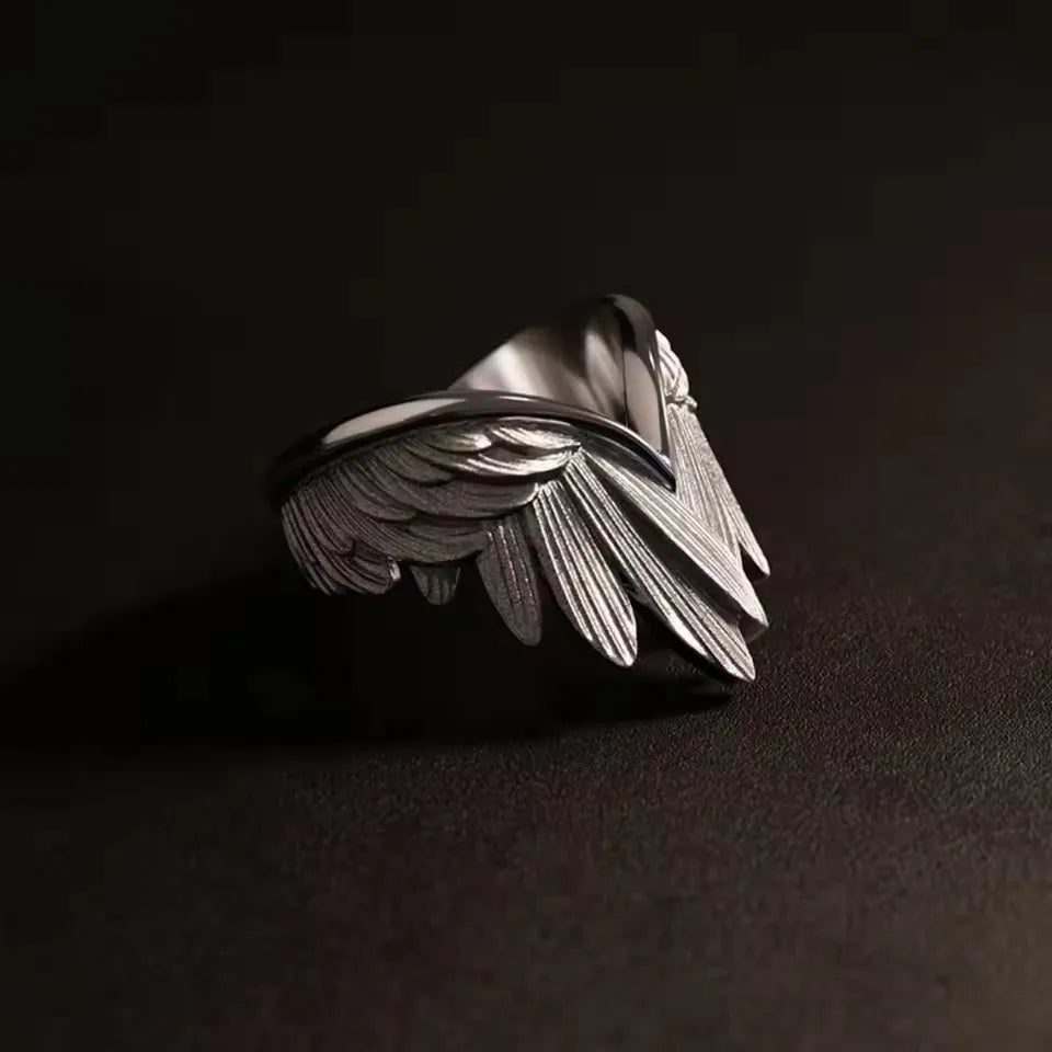 Retro Angel Wings Ring For Women Girls Punk Gothic Adjustable Open Ring Handmade Designer Jewelry Accessories Gift e783