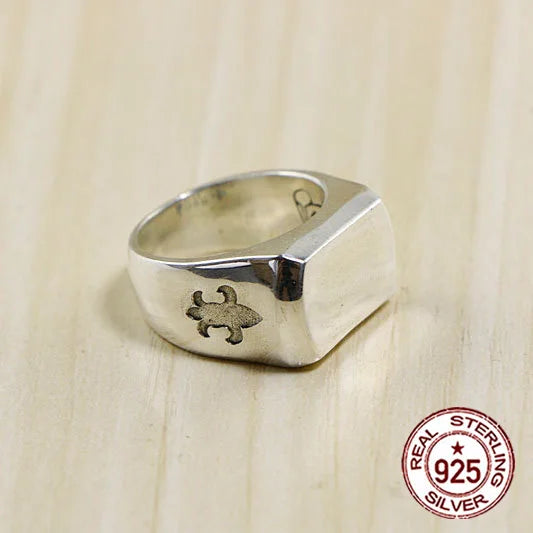 S925 sterling silver ring, hip-hop rock smooth and domineering accessories, domineering personality, retro temperament  Wide