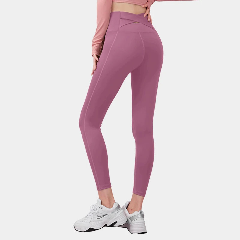 Yoga Pants For Women Elastic High Waist Cross Back Seamless Leggings Hip Lift Gym Tight Sportswear Fitness Sports Leggings