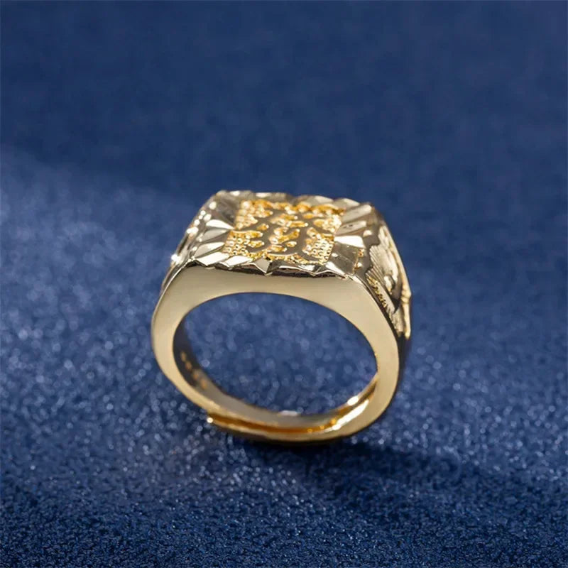 Real 18K Gold Ring for Men Anillos Mujer Rock Gemstone Genuine 18 K Gold Jewelry  Anillos De Hiphop Origin Rings Box Bizuteria