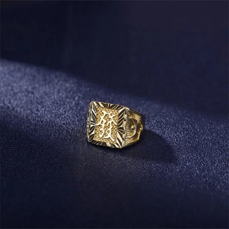 Real 18K Gold Ring for Men Anillos Mujer Rock Gemstone Genuine 18 K Gold Jewelry  Anillos De Hiphop Origin Rings Box Bizuteria