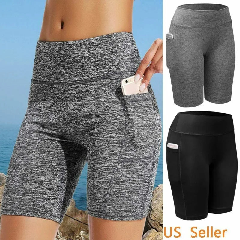 Yoga Shorts for Women Summer Fitness Shorts Biker Workout Running Sports Shorts Quick Drying Sportwear with Pocket Breathable