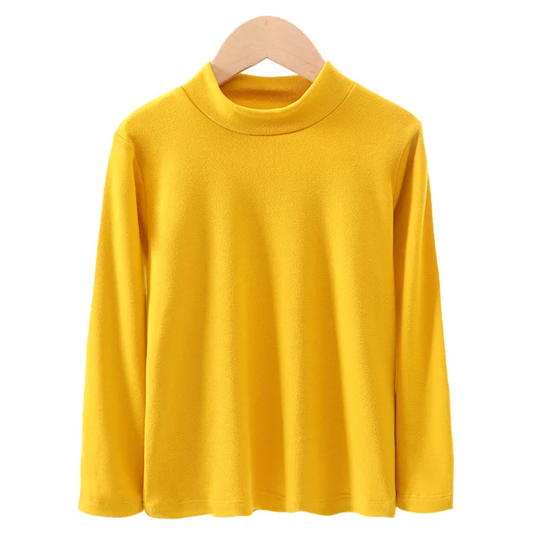 Children's Clothing Boys Girls Winter Thermal T-shirts Turtleneck Solid Long Sleeve Soft Warm Fleece Bottoming Shirts Kids Tops