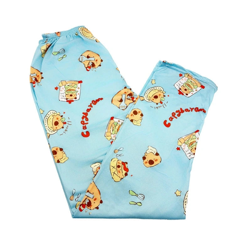 Capibara Kids Pajama Sets Long Sleeve Loungewear with Cute Animal Print Soft Sleepwear for Boys/Girls Cartoon Sleep Pants Outfit