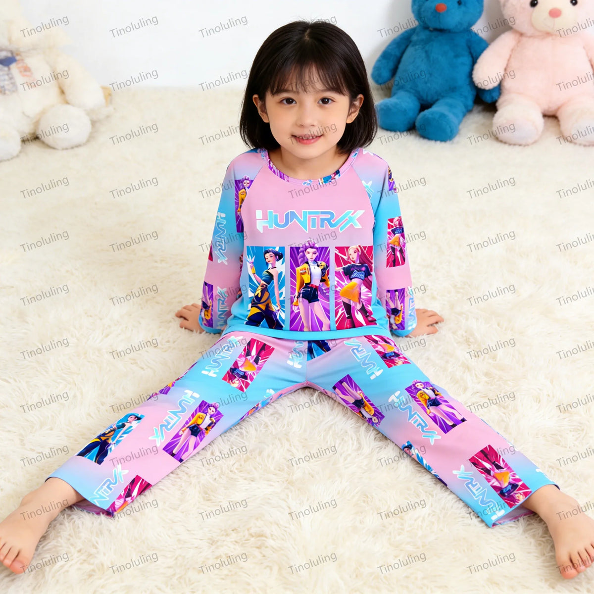 2PC/Set Toddler Girl Pajamas Set Kids 3 to 4 5 6 7 8 9 10 11 12 Years Long Sleeve Kpop Demon Hunters Pijama Children's Clothing