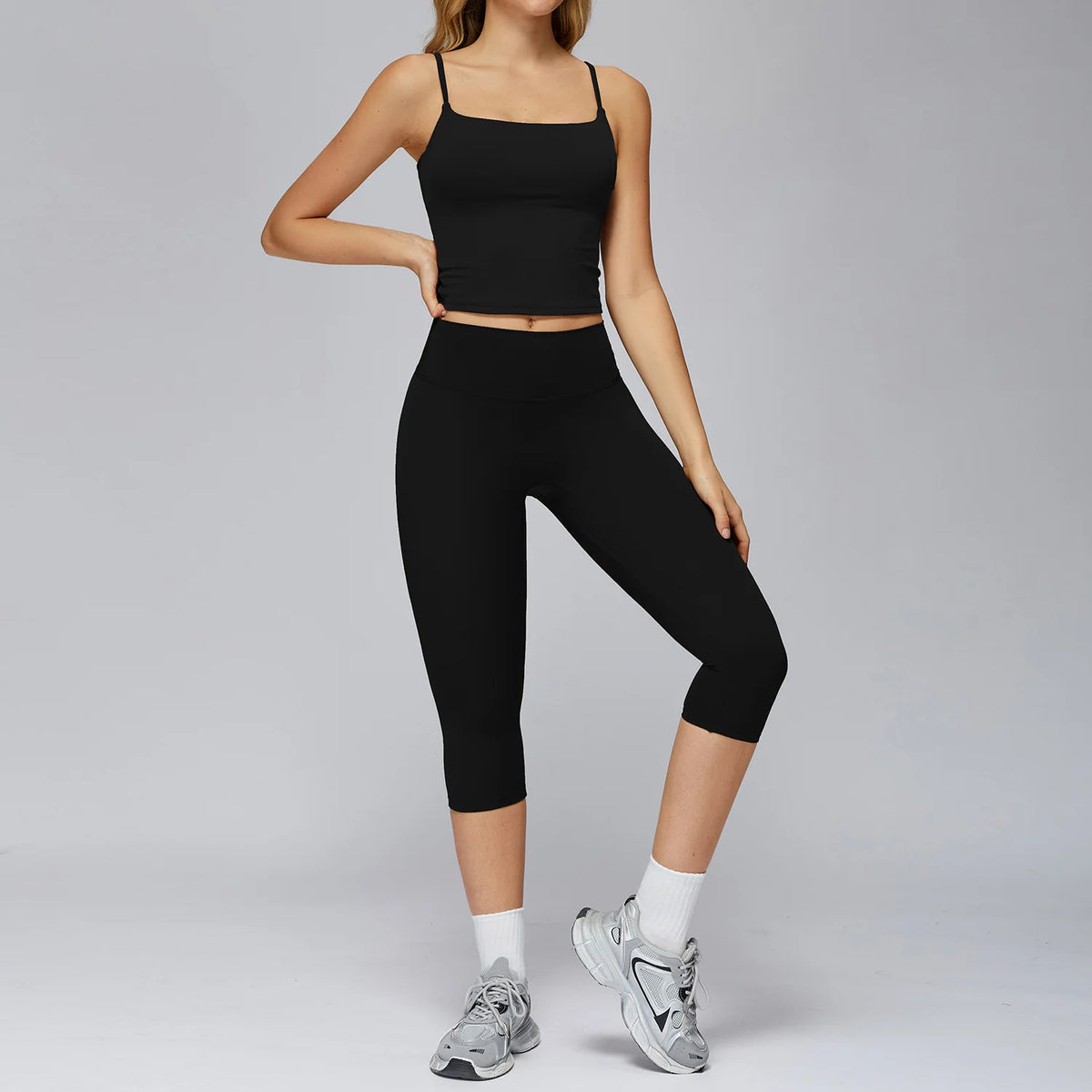 Yoga Set 2 Pieces Sports Outfits Female Clothing Fitness Vest Sportswear Women Tracksuit High Waist Leggings Sport Bra Yoga Suit