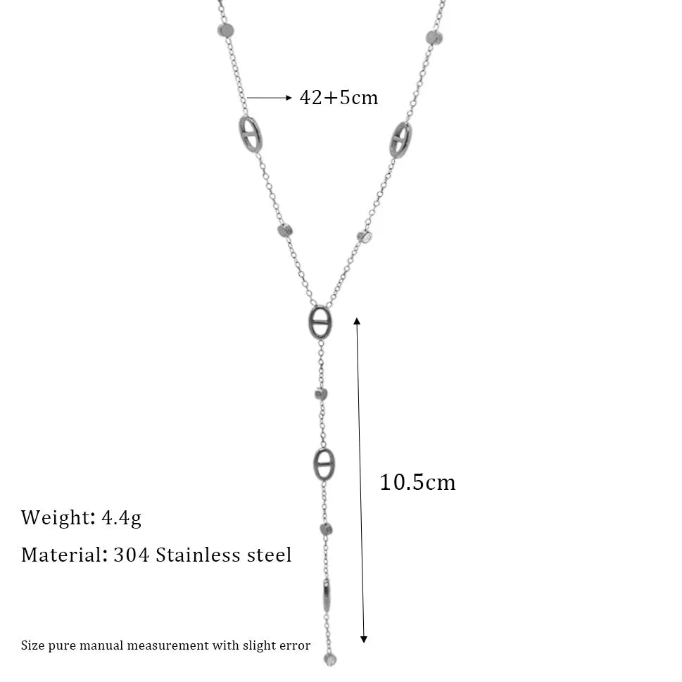 Keen on Necklace Y Chain Non Fading French Exquisite Women's Collarbone Chain Pig Nose Tassel Titanium Steel French Classic