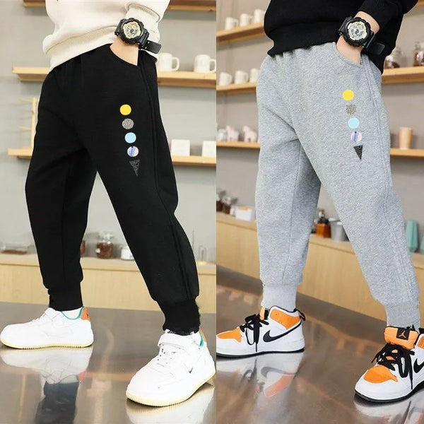 Spring Autumn Cotton Children Pants Baby Boys Leisure Sport Pants Kids Space Planet Print Trousers Students Sweatpants 3-14 Year