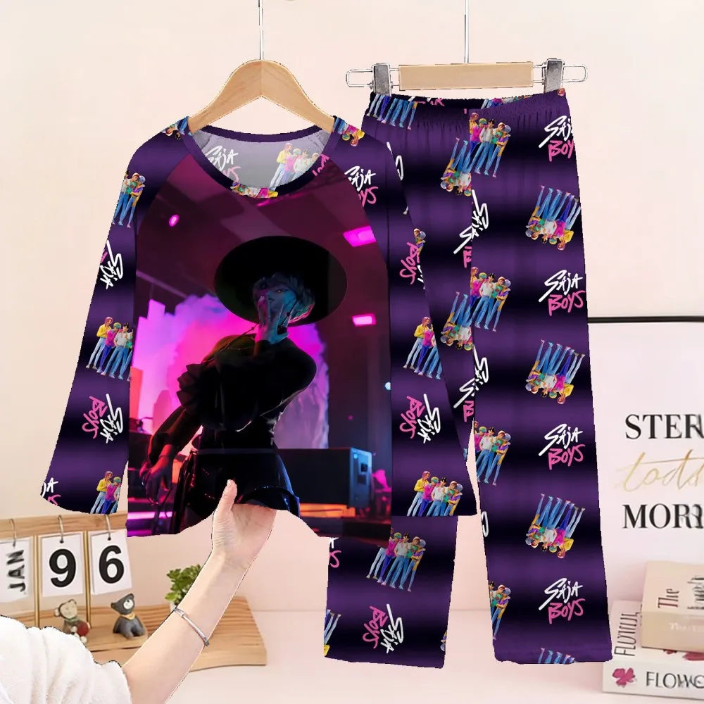 2PC/Set Toddler Girl Pajamas Set Kids 3 to 4 5 6 7 8 9 10 11 12 Years Long Sleeve Kpop Demon Hunters Pijama Children's Clothing