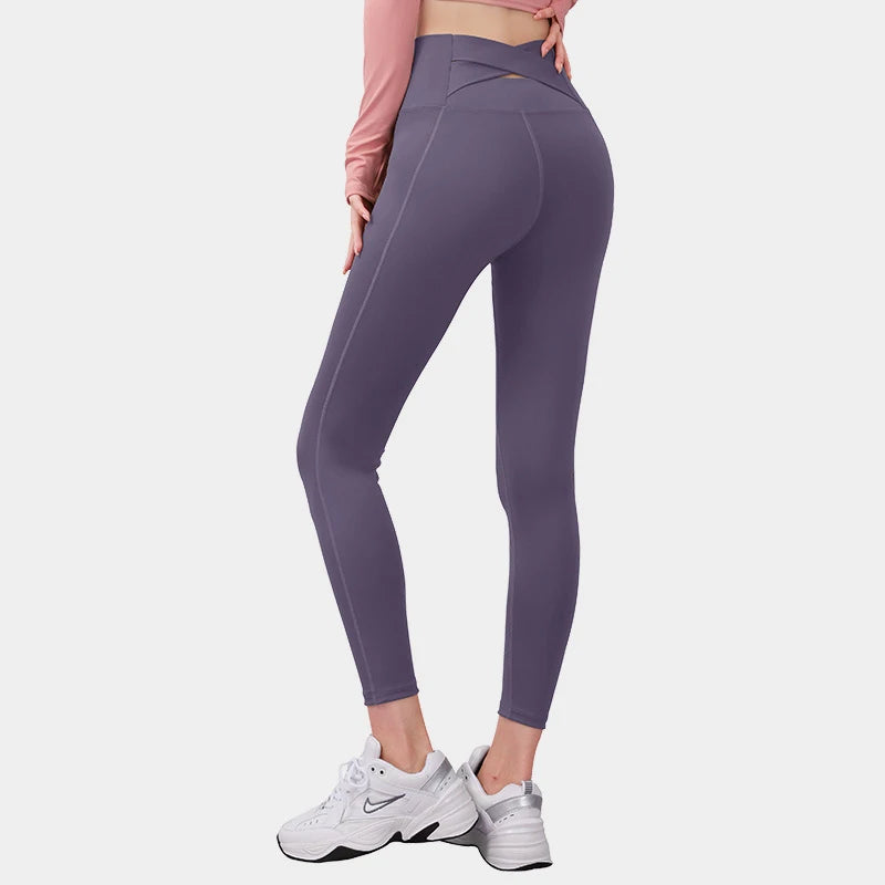 Yoga Pants For Women Elastic High Waist Cross Back Seamless Leggings Hip Lift Gym Tight Sportswear Fitness Sports Leggings
